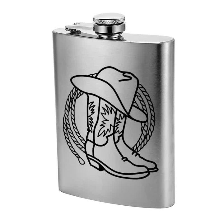 3–8 oz Stiefel Cowboyhut Lasermuster Edelstahl tragbare Flasche - image 4