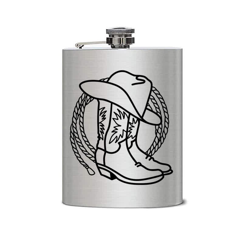 3–8 oz Stiefel Cowboyhut Lasermuster Edelstahl tragbare Flasche - image 1