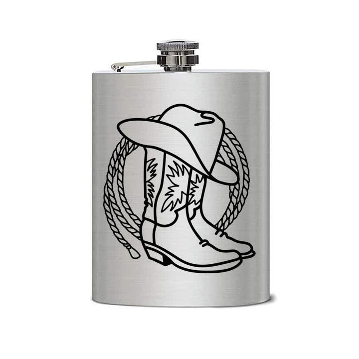 3–8 oz Stiefel Cowboyhut Lasermuster Edelstahl tragbare Flasche - image 1