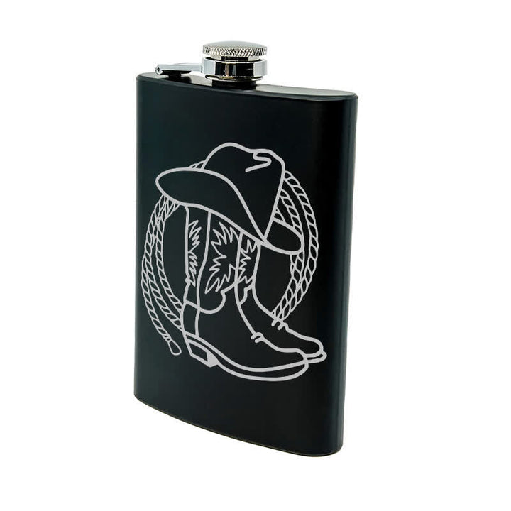 3–8 oz Stiefel Cowboyhut Lasermuster Edelstahl tragbare Flasche - image 9