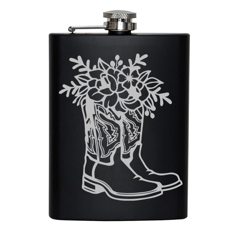 3-8 oz Boots mit Blumen Lasermuster Edelstahl Tragbare Flasche - image 8