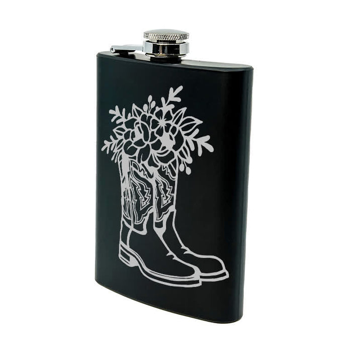 3-8 oz Boots mit Blumen Lasermuster Edelstahl Tragbare Flasche - image 9