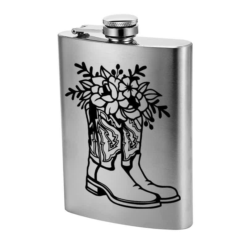 3-8 oz Boots mit Blumen Lasermuster Edelstahl Tragbare Flasche - image 4