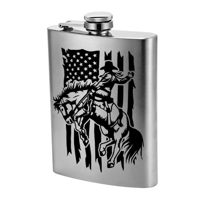 3–8 oz Reitpferd USA Flagge Laser Muster Edelstahl tragbare Flasche - image 4