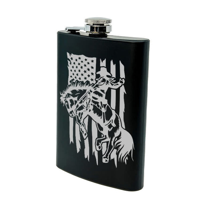 3–8 oz Reitpferd USA Flagge Laser Muster Edelstahl tragbare Flasche - image 9