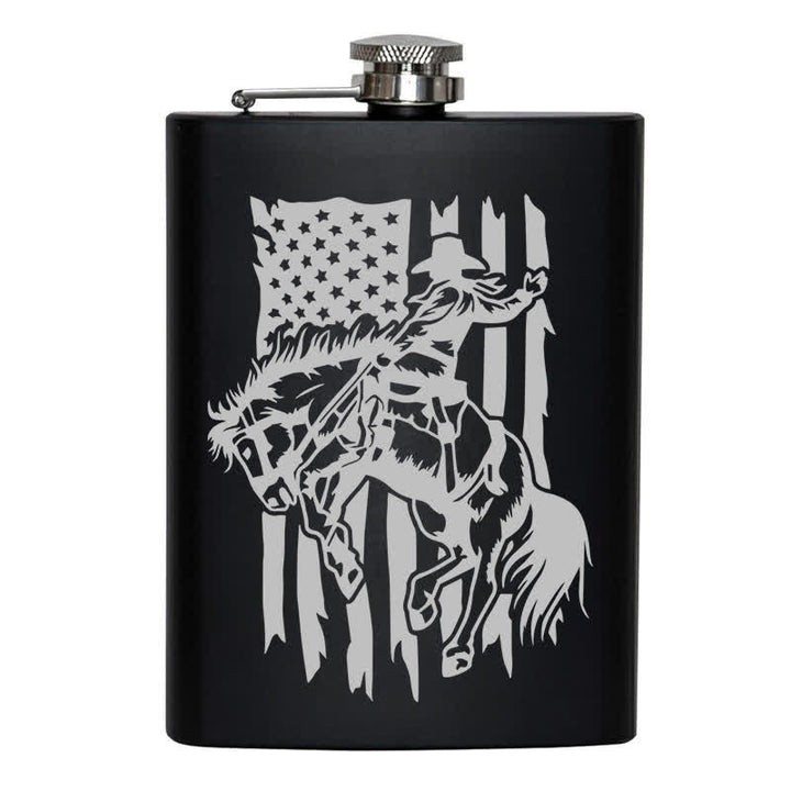 3–8 oz Reitpferd USA Flagge Laser Muster Edelstahl tragbare Flasche - image 8