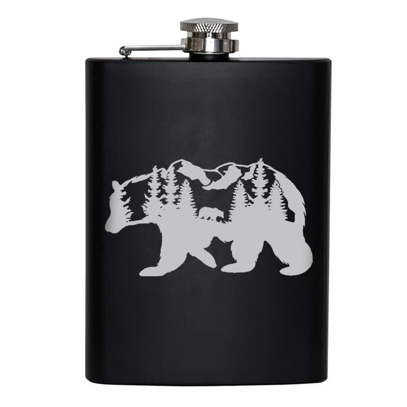 3-8 oz Bear Mountains Lasermuster Edelstahl Tragbarer Flachmann - image 8
