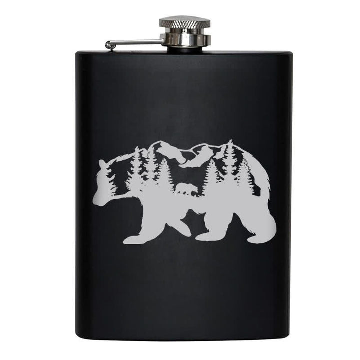 3-8 oz Bear Mountains Lasermuster Edelstahl Tragbarer Flachmann - image 8