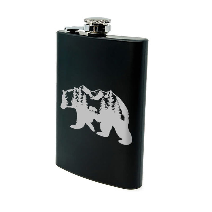 3-8 oz Bear Mountains Lasermuster Edelstahl Tragbarer Flachmann - image 9