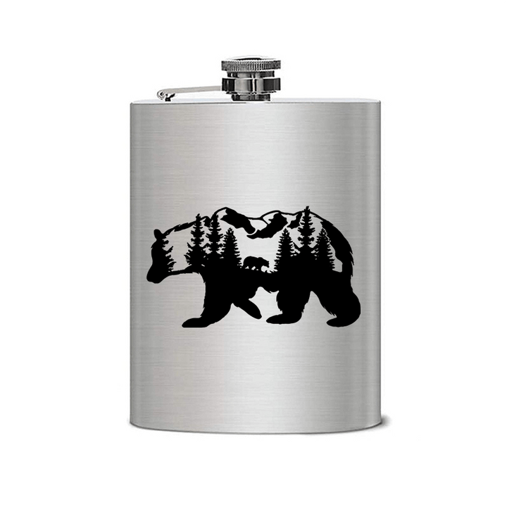 3-8 oz Bear Mountains Lasermuster Edelstahl Tragbarer Flachmann - image 1
