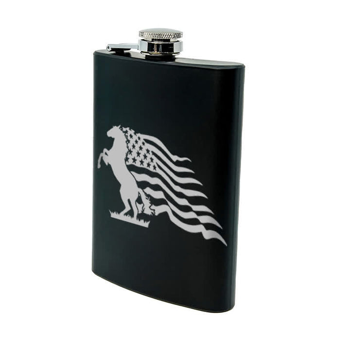 3–8 oz Pferd USA Flagge Laser Muster Edelstahl tragbare Flasche - image 9