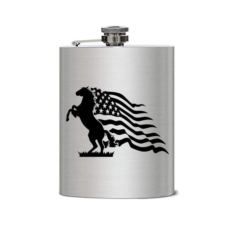 3–8 oz Pferd USA Flagge Laser Muster Edelstahl tragbare Flasche - image 1