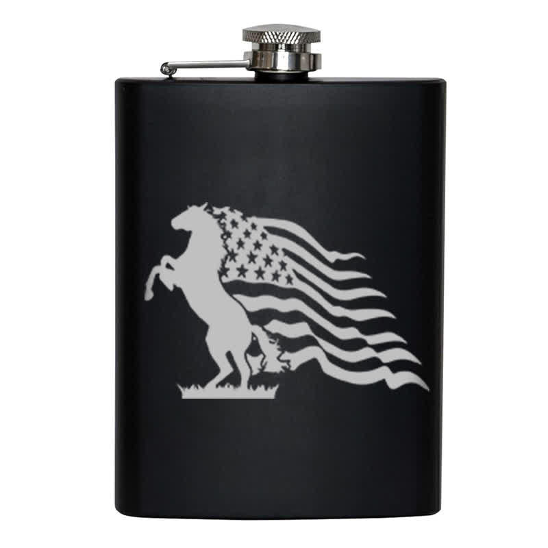 3–8 oz Pferd USA Flagge Laser Muster Edelstahl tragbare Flasche - image 8