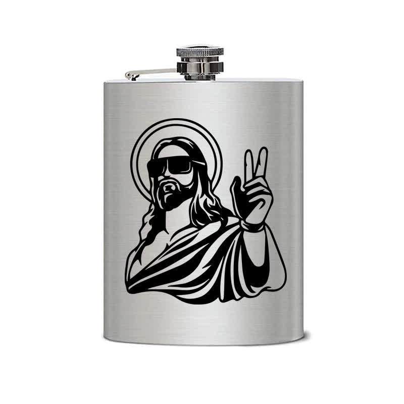 3-8 oz Cool Jesus Lasermuster Edelstahl Tragbarer Flachmann - image 1