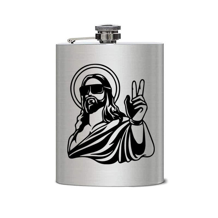 3-8 oz Cool Jesus Lasermuster Edelstahl Tragbarer Flachmann - image 1