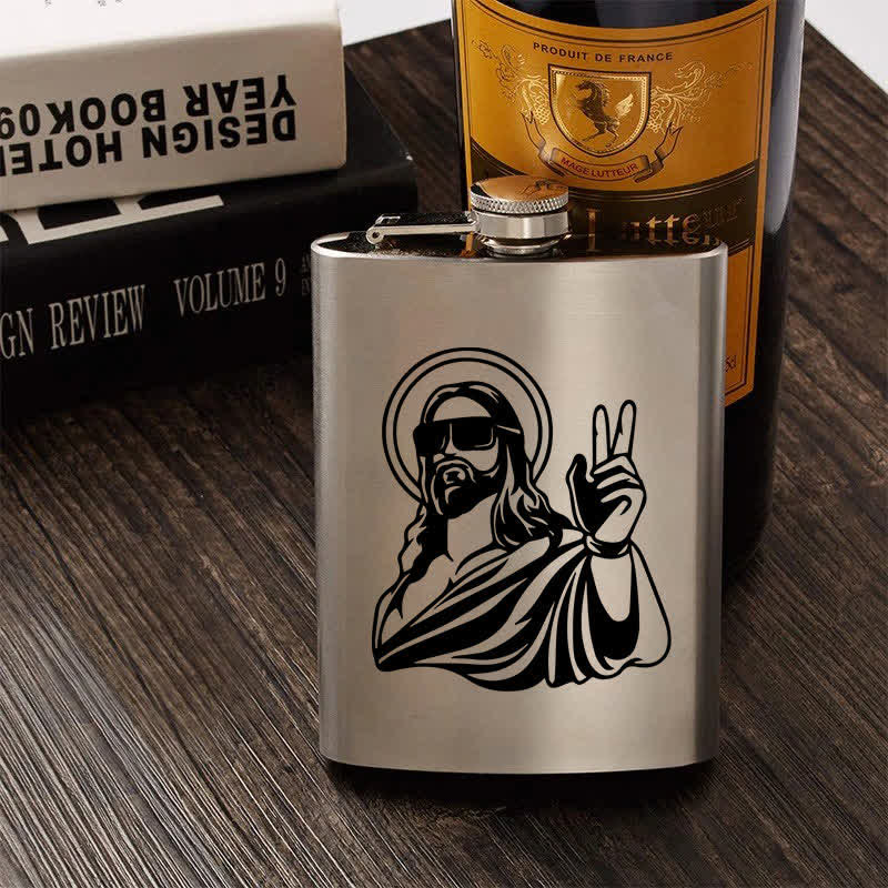 3-8 oz Cool Jesus Lasermuster Edelstahl Tragbarer Flachmann - image 0