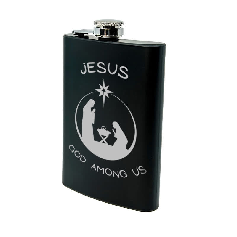 Tragbarer Flachmann aus Edelstahl mit Weihnachtskrippe und Lasermuster, 3–8 oz - image 9