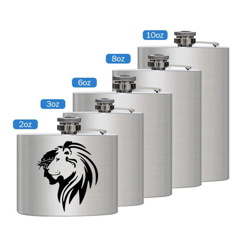 3–8 oz Jesus Christus Löwenkopf Lasermuster Edelstahl tragbare Flasche - Silber - 8 Unzen - image 2