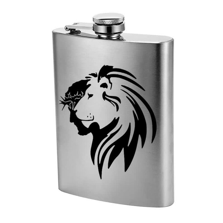 3–8 oz Jesus Christus Löwenkopf Lasermuster Edelstahl tragbare Flasche - image 4