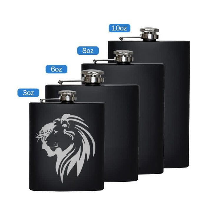 3–8 oz Jesus Christus Löwenkopf Lasermuster Edelstahl tragbare Flasche - Schwarz - 8 Unzen - image 5