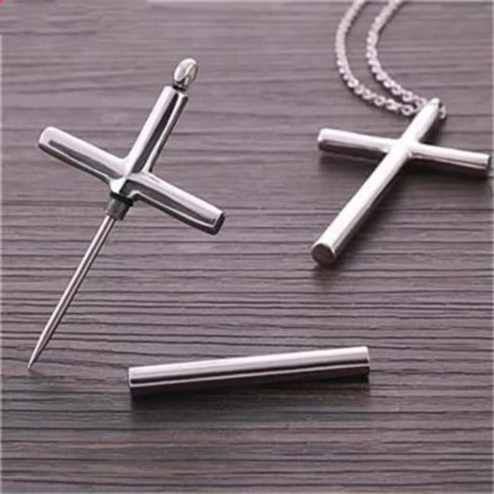 Edc Zahnstocher Tragbares Gadget Kreuz Anhänger Halskette