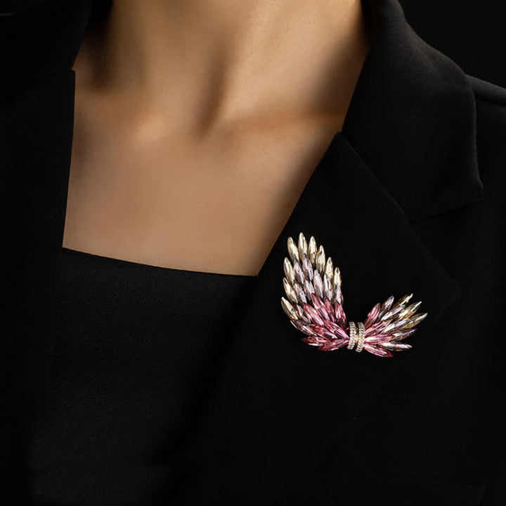 Luxuriöse, elegante Brosche mit glänzenden Zirkonia-Flügeln für Damen