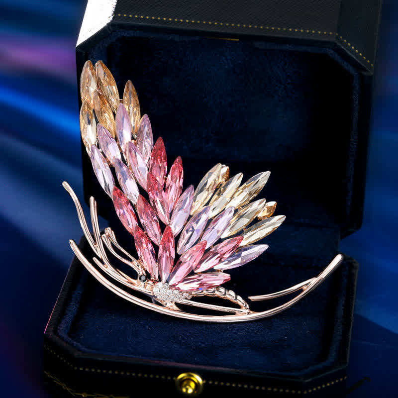 Schillernde Schmetterlingsbrosche mit Farbverlauf in Rosa für Damen