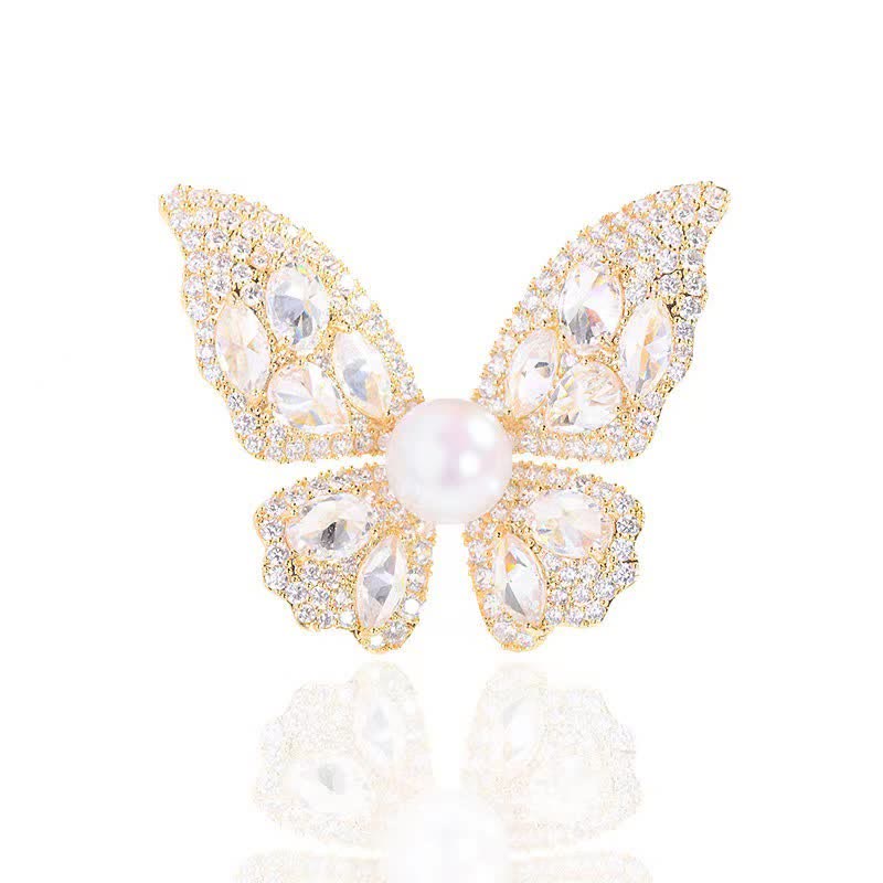 Funkelnde Schmetterlingsbrosche mit Zirkonia für Damen