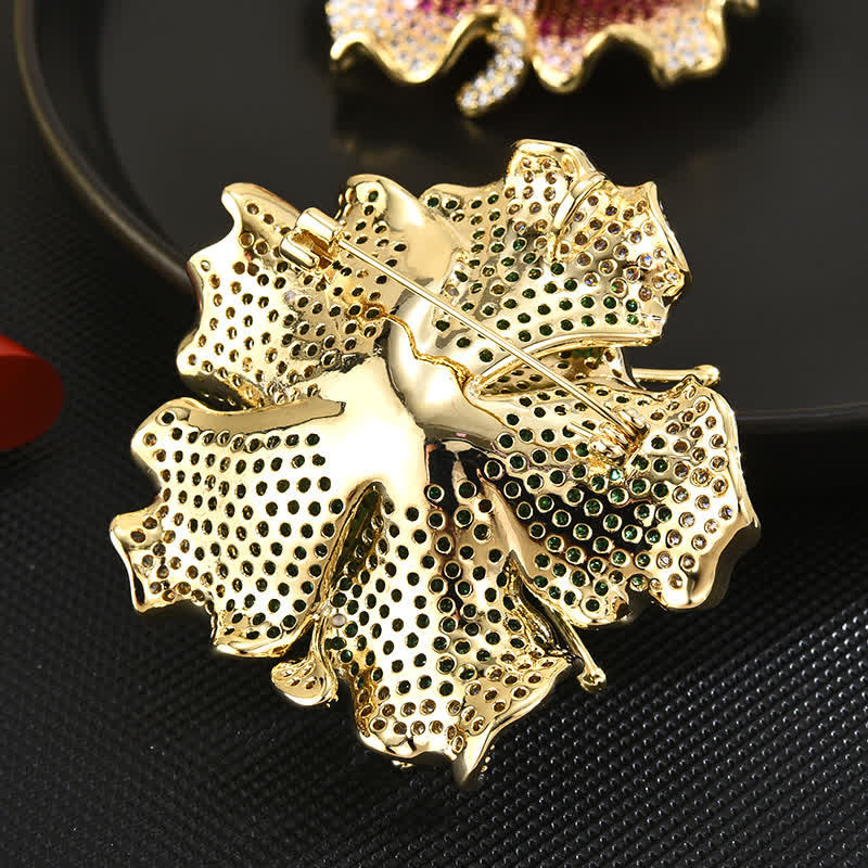 Luxuriöse farbige Retro-Blumenbrosche mit Kubikzirkon für Damen