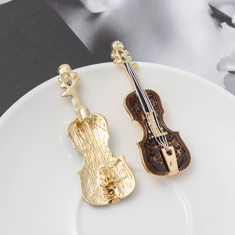 Kreative Emaille-Brosche mit Musikinstrumentenmotiv für Damen