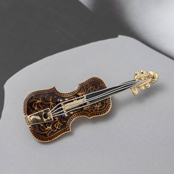 Kreative Emaille-Brosche mit Musikinstrumentenmotiv für Damen