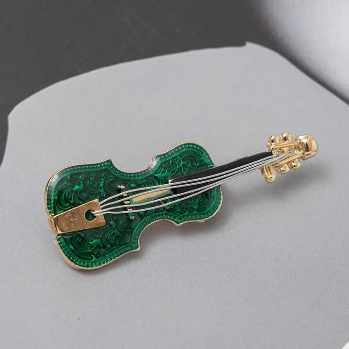 Kreative Emaille-Brosche mit Musikinstrumentenmotiv für Damen