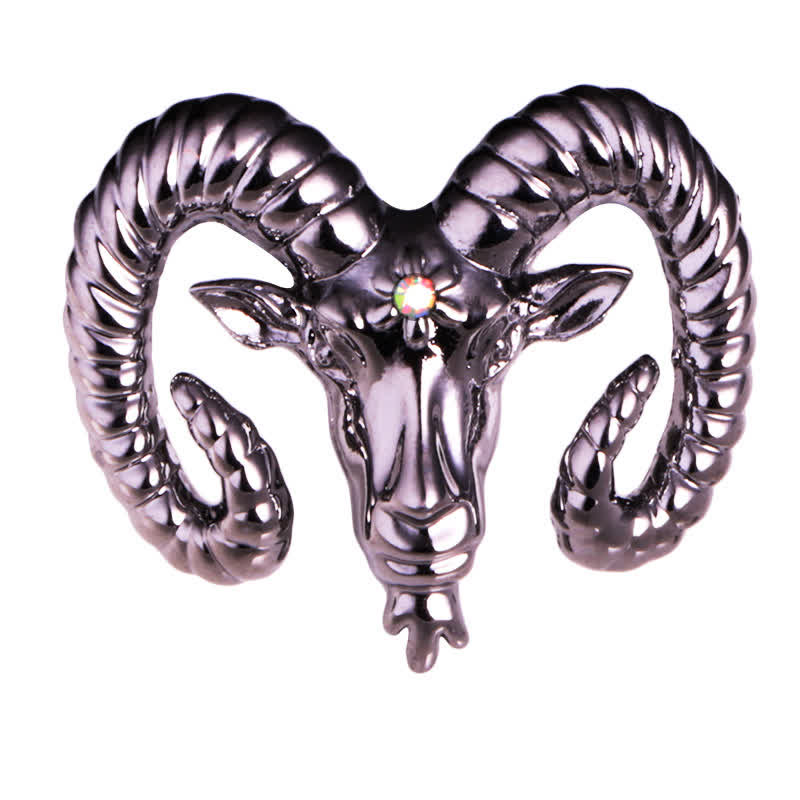 Herrenbrosche mit Widderkopf und Tier-Accessoires