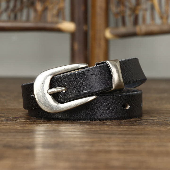 Schmaler Retro-Ledergürtel für Damen mit schmalem Bund