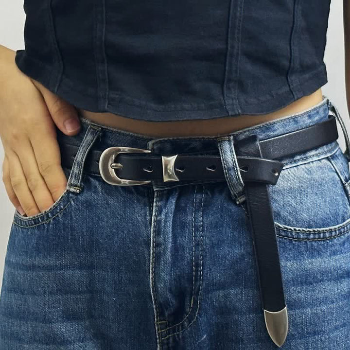 Schmaler Retro-Ledergürtel für Damen mit schmalem Bund