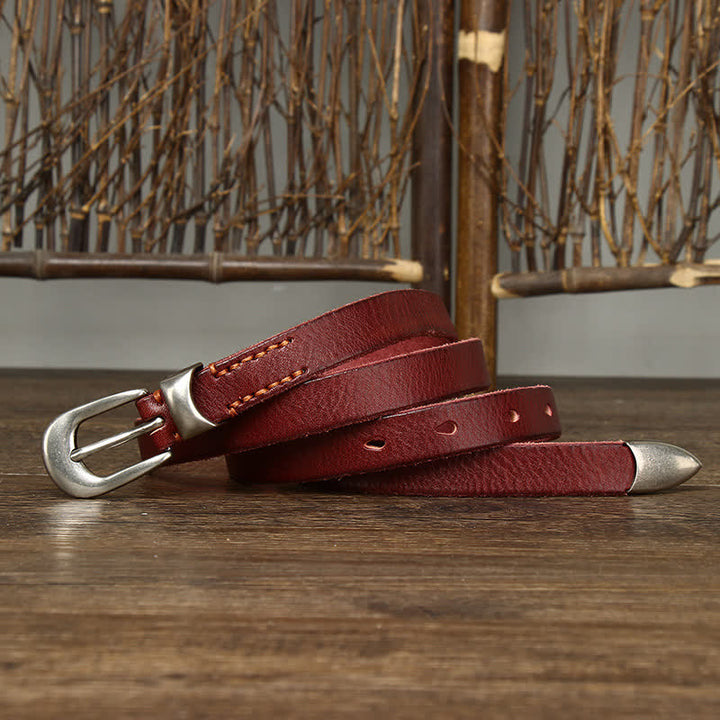 Schmaler Retro-Ledergürtel für Damen mit schmalem Bund