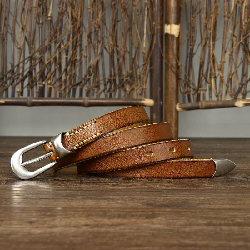Schmaler Retro-Ledergürtel für Damen mit schmalem Bund