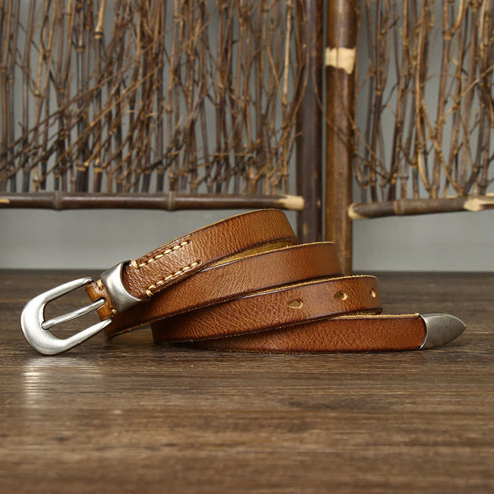 Schmaler Retro-Ledergürtel für Damen mit schmalem Bund