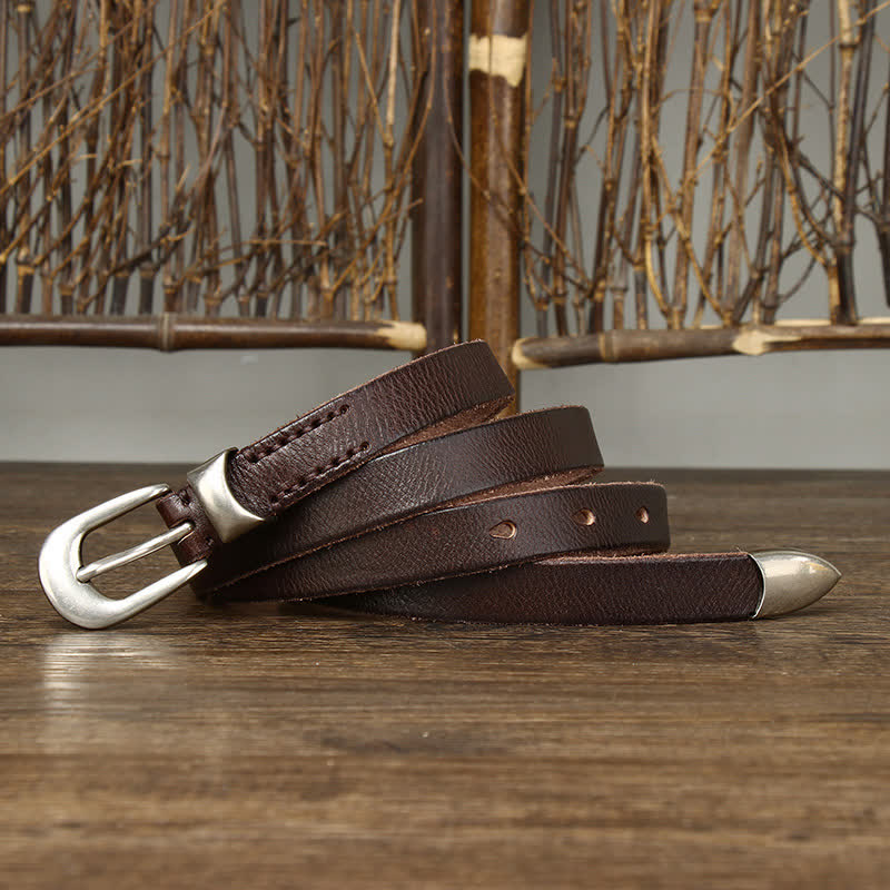 Schmaler Retro-Ledergürtel für Damen mit schmalem Bund
