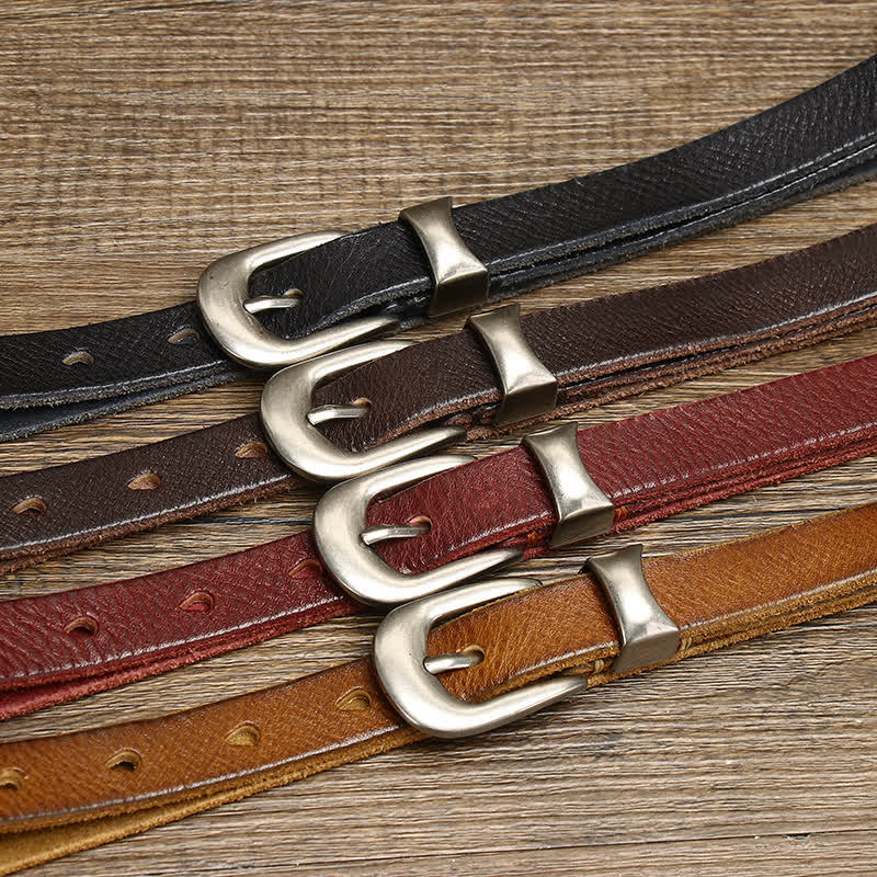 Schmaler Retro-Ledergürtel für Damen mit schmalem Bund