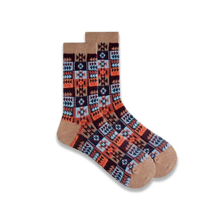 Crew-Socken aus Baumwolle im Vintage-Stil mit ethnischem Stammesmuster