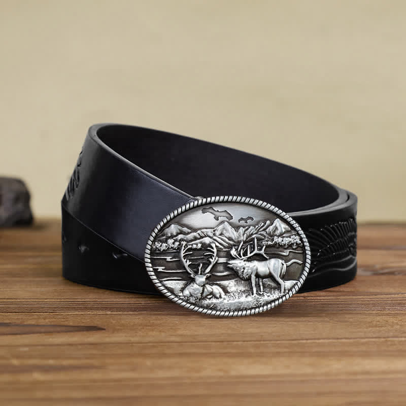 DIY Ledergürtel für Herren mit Wildwild-Deers-Schnalle im Western-Stil