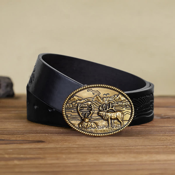 DIY Ledergürtel für Herren mit Wildwild-Deers-Schnalle im Western-Stil