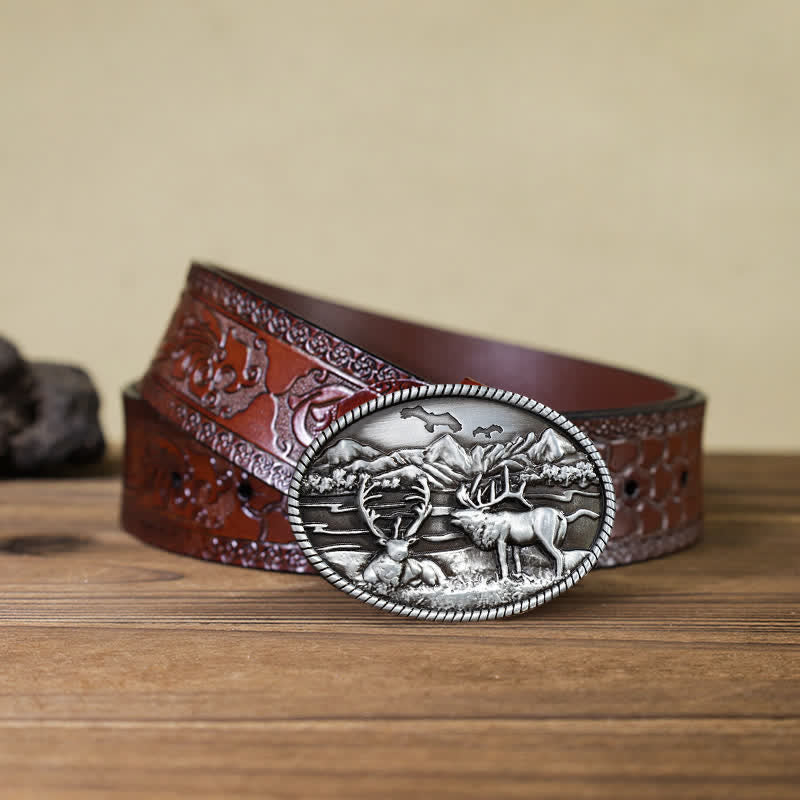 DIY Ledergürtel für Herren mit Wildwild-Deers-Schnalle im Western-Stil