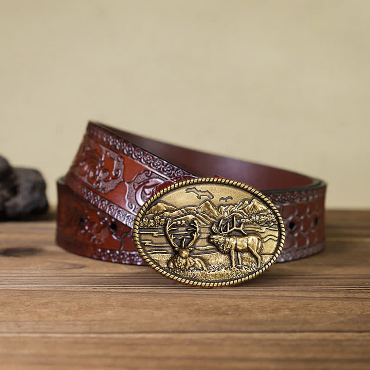 DIY Ledergürtel für Herren mit Wildwild-Deers-Schnalle im Western-Stil