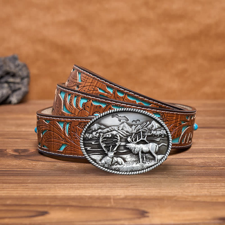 DIY Ledergürtel für Herren mit Wildwild-Deers-Schnalle im Western-Stil