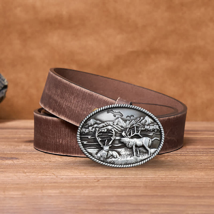DIY Ledergürtel für Herren mit Wildwild-Deers-Schnalle im Western-Stil