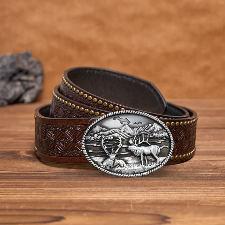 DIY Ledergürtel für Herren mit Wildwild-Deers-Schnalle im Western-Stil