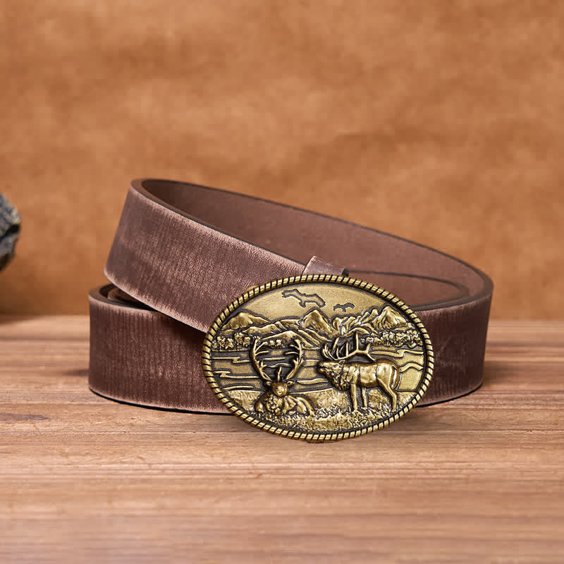 DIY Ledergürtel für Herren mit Wildwild-Deers-Schnalle im Western-Stil