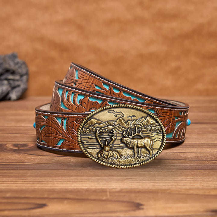 DIY Ledergürtel für Herren mit Wildwild-Deers-Schnalle im Western-Stil